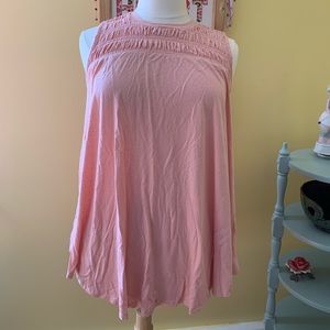 Pink swing tank top with ruched top